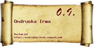 Ondruska Irma névjegykártya